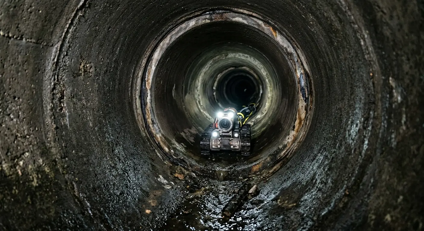 Robotic sewer camera inspecting pipe interior for Sewer Line Cleaning in San Lorenzo